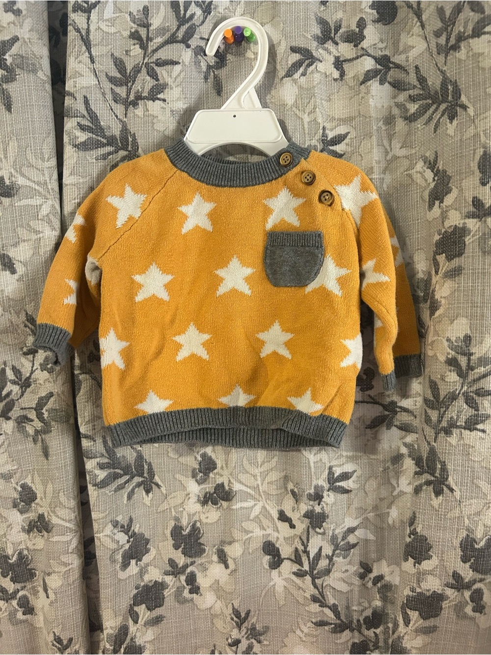 Cat & Jack Star Knit Sweater - Mustard Yellow & Gray